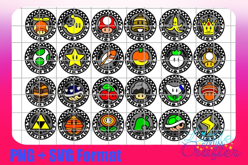 Mario Kart Grand Prix 24 Cup Emblems PGN and SVG Black and White and ...