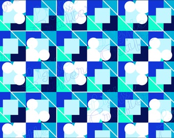 Digital File Blue Pattern Mickey Geometric Square Wrap Tumbler Wrap Mugs 20oz Tumbler Wrap PNG JPG PDF