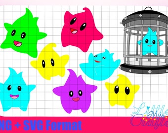 8 Luma Lumalee Bundle Mario Movie Super SVG and PNG files, Digital Files Rosalina Stars Sparks Mario Galaxy