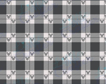 Grey Tartan Christmas Pattern Mickey Head Digital File Square Wrap and Tumbler Wrap Mugs 20oz Tumbler Wrap PNG JPEG PDF