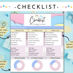 Baby Shower Planning Bundle Google Sheets Spreadsheet + Printables- Instant Download. Guestlist, Checklist, Quiz, Budget, Playlist + More