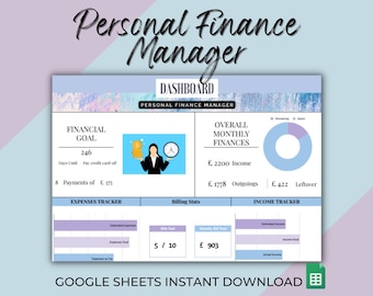 Personal Finance Manager: Monthly Budget Planner (Google Sheets Download)