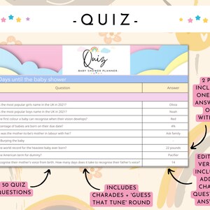 Baby Shower Planning Bundle Google Sheets Spreadsheet + Printables- Instant Download. Guestlist, Checklist, Quiz, Budget, Playlist + More
