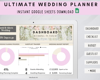 Wedding Planner Google Sheets: Checklist, Budget, Guestlist (Instant Download)