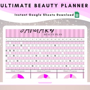Beauty Routine Planner: Habit Tracker Google Sheets (instant Download ...