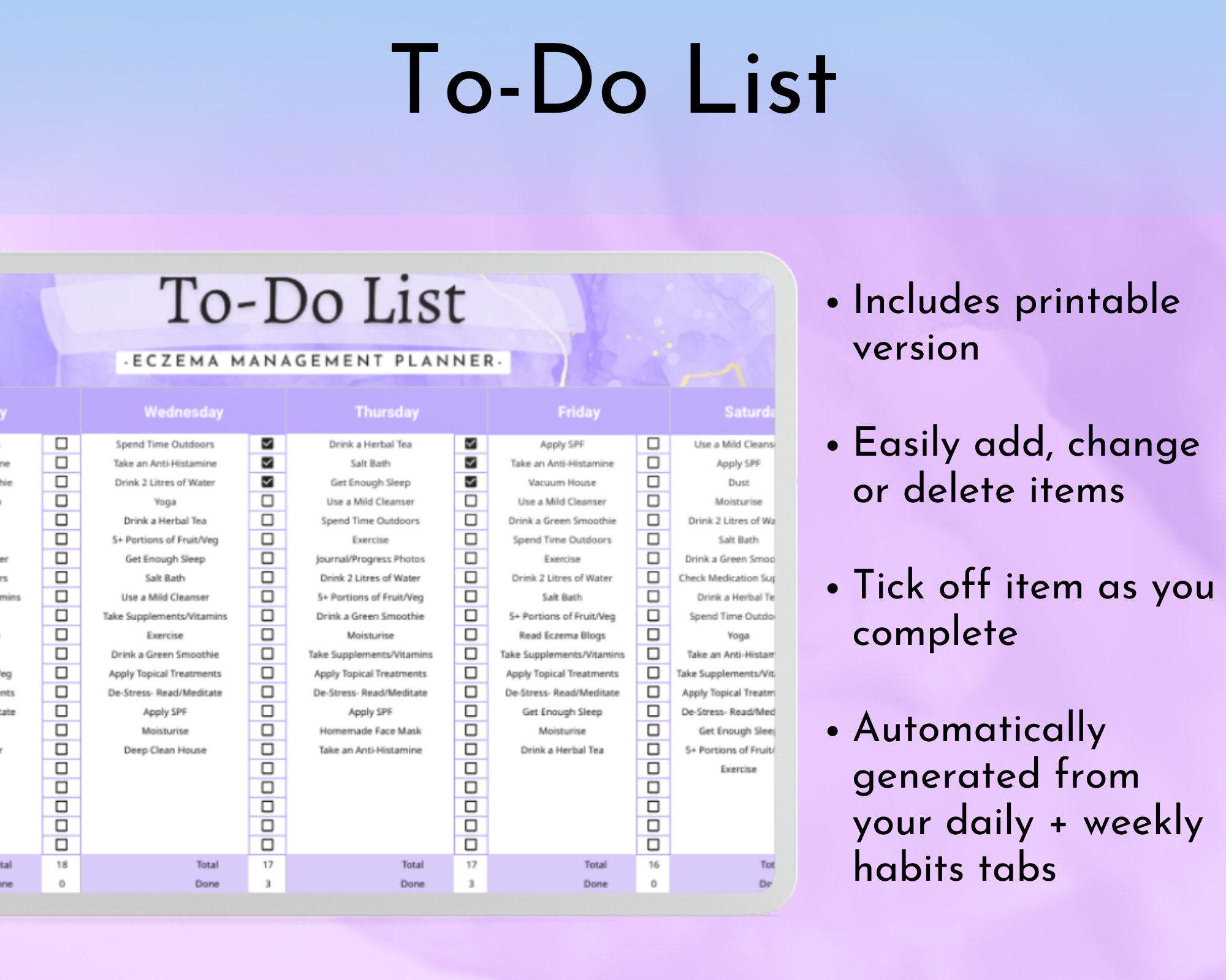Eczema Management Planner Skin Journal. Meal Planer Habits Etsy