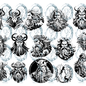 SVG & PNG Set von 109 nordischen Göttern Icons Bundle-Wikinger Mythologie-Hel, Odin, Loki, Thor und mehr Clipart Grafiken Alle für kommerzielle Nutzung Bild 9