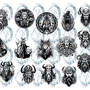 SVG & PNG Set von 109 nordischen Göttern Icons Bundle-Wikinger Mythologie-Hel, Odin, Loki, Thor und mehr Clipart Grafiken Alle für kommerzielle Nutzung Bild 4