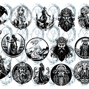 SVG & PNG Set von 109 nordischen Göttern Icons Bundle-Wikinger Mythologie-Hel, Odin, Loki, Thor und mehr Clipart Grafiken Alle für kommerzielle Nutzung Bild 5