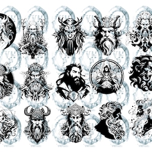 SVG & PNG Set von 109 nordischen Göttern Icons Bundle-Wikinger Mythologie-Hel, Odin, Loki, Thor und mehr Clipart Grafiken Alle für kommerzielle Nutzung Bild 2