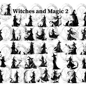 SVG & PNG Set van 208 Dames van Licht en Donker Iconen Bundel Orakels, Heksen en hun Familieleden: Katten en Vleermuizen Alles voor commercieel gebruik afbeelding 6