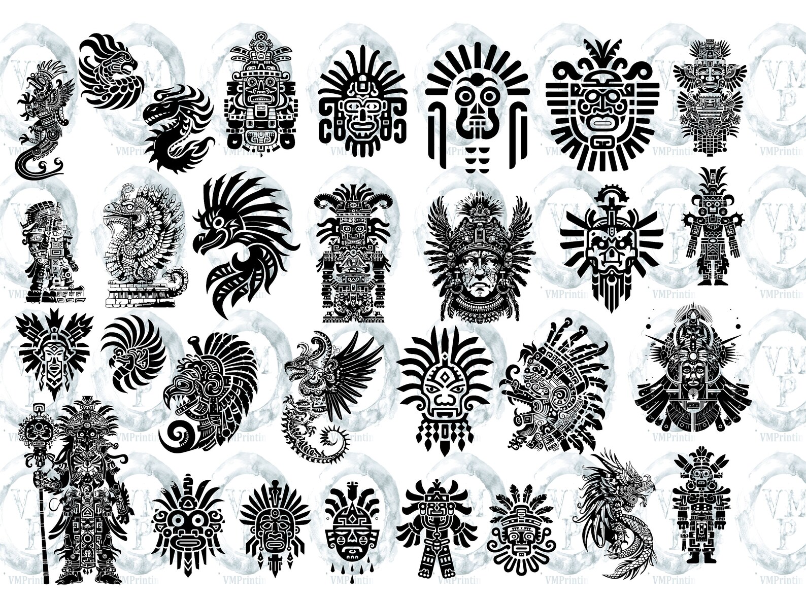 Aztec Gods Icon Bundle – SVG, PNG Clipart Graphics for Commercial Use ...