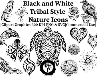 Nature SVG Bundle, 100 Black and White Animal Icons
