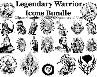 SVG & PNG - Set of 155 Legendary Warrior Icons Bundle - Alexander, Genghis Khan, Hannibal, Joan, Napoleon, More - Normal and Tribal Designs