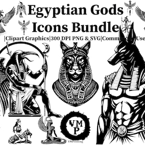 SVG & PNG - lot de 107 icônes de dieux égyptiens Bundle-mythologie-Anubis, Osiris, Ra, Isis et plus - cliparts - tous pour un usage commercial