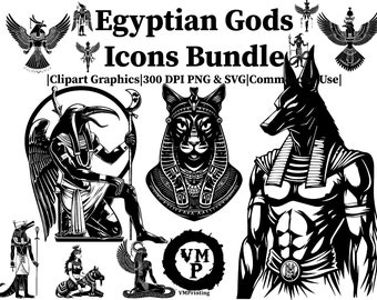 Egyptian Gods Icon Set – Anubis, Osiris, Ra, Isis (SVG & PNG)