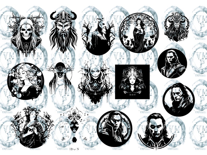 SVG & PNG Set von 109 nordischen Göttern Icons Bundle-Wikinger Mythologie-Hel, Odin, Loki, Thor und mehr Clipart Grafiken Alle für kommerzielle Nutzung Bild 6