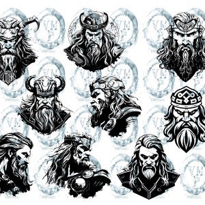 SVG & PNG Set von 109 nordischen Göttern Icons Bundle-Wikinger Mythologie-Hel, Odin, Loki, Thor und mehr Clipart Grafiken Alle für kommerzielle Nutzung Bild 7