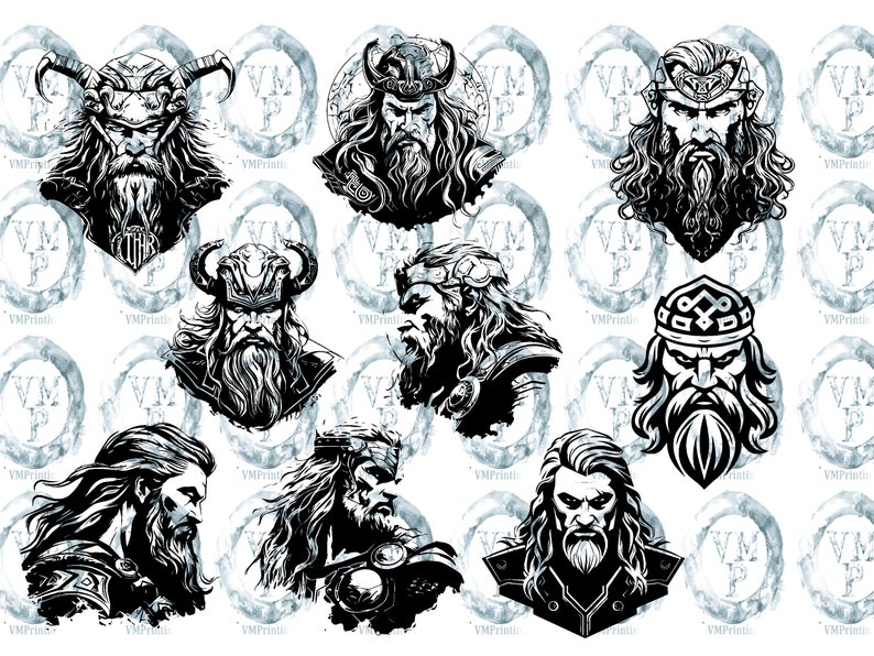 SVG & PNG Set von 109 nordischen Göttern Icons Bundle-Wikinger Mythologie-Hel, Odin, Loki, Thor und mehr Clipart Grafiken Alle für kommerzielle Nutzung Bild 7