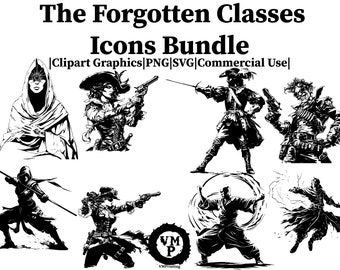SVG & PNG - Set of 438 DnD Forgotten Classes Icons Bundle - Artificers, Bards, Monks, Oracles, and Sorcerers - Commercial Use
