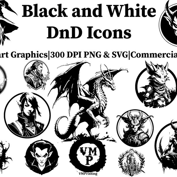 SVG & PNG - Set mit 225 Dungeons and Dragons Icons Bundle - Zombies, Skelette, Nekromanten, Vampire, Goblins, Druiden und mehr - freie Verwendung