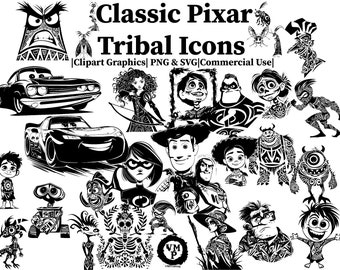 Pixar Tribal Icons – PNG SVG Clipart Graphics (Commercial Use)