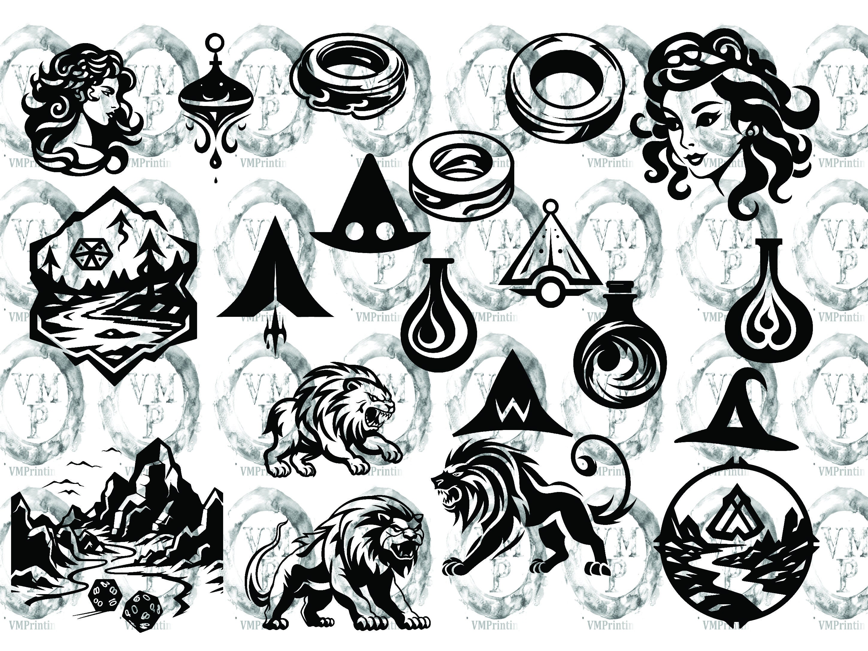 SVG & PNG -set of 160 Black and White Dungeons and Dragons Icon Bundle ...