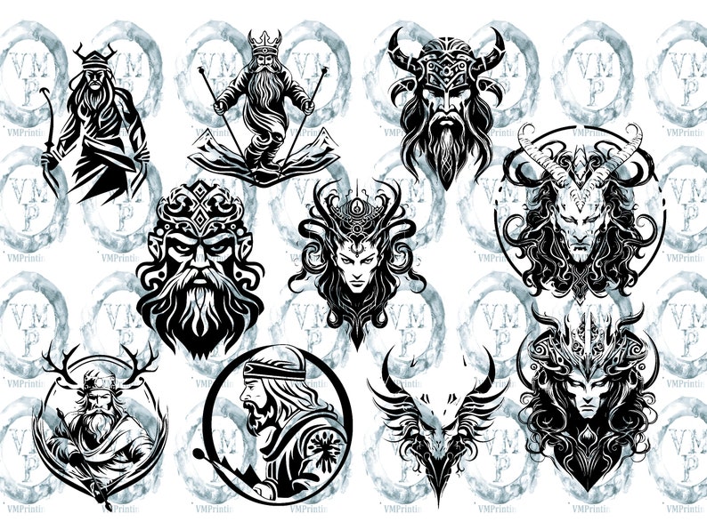 SVG & PNG Set von 109 nordischen Göttern Icons Bundle-Wikinger Mythologie-Hel, Odin, Loki, Thor und mehr Clipart Grafiken Alle für kommerzielle Nutzung Bild 8