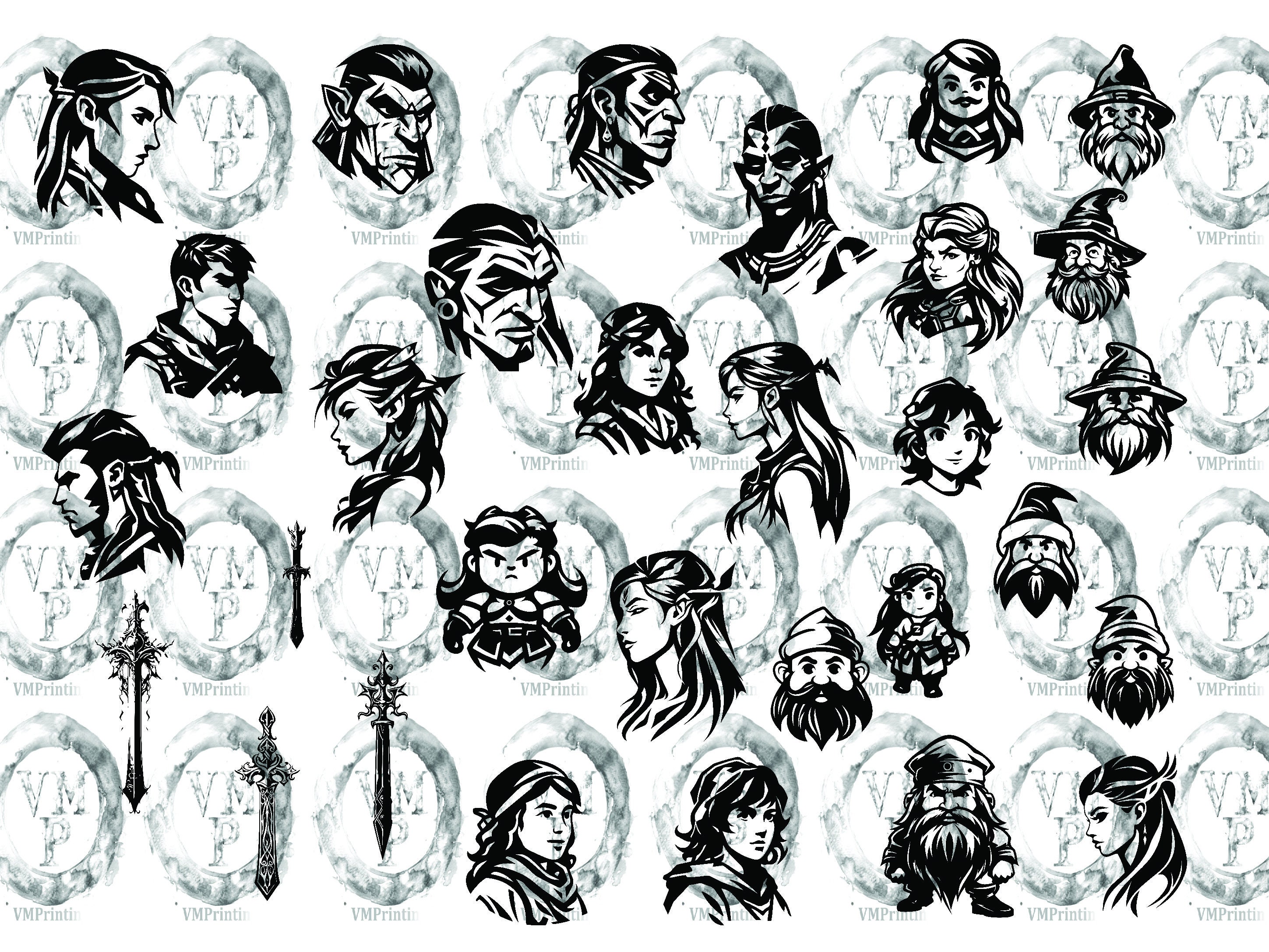 SVG & PNG - Set of 225 Black and White Dungeons and Dragons Icon Bundle ...
