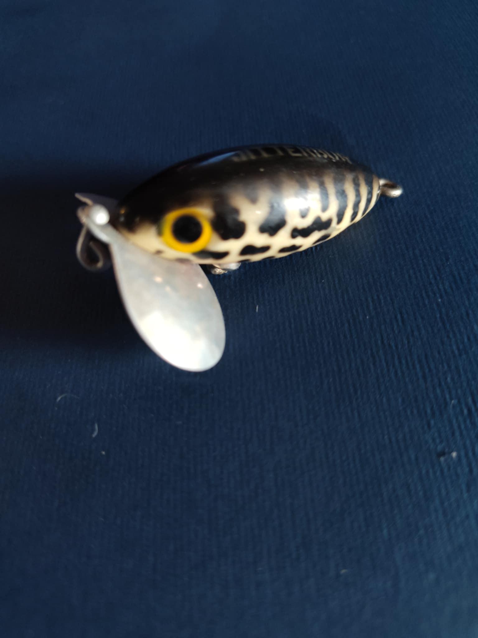Leurre De Pêche Vintage Arbogast Jitterbug Noir Topwater, Ancien Modèle