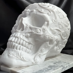 3D-print suikerschedel| Schedelsculptuur| Schedeldecor| schedelstandbeeld| Schedel | Decoratie | Woondecoraties| Woondecoratie| Woondecoraties