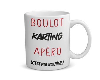 Mug en céramique, 330ml, Boulot Karting Apéro