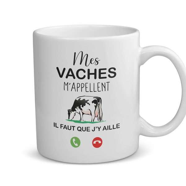 Mug en céramique, 330ml, mes vaches m'appellent