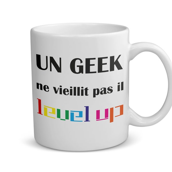 Mug en céramique, 330ml, un geek ne vieillit pas il level up