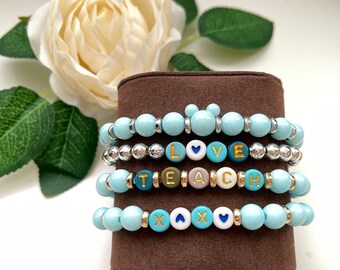 Teacher Bracelet Custom Name Bracelet Teacher’s Gift Personalized Bracelet Disney Bracelet Arm Stacking Arm Candy