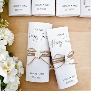 50 fazzoletti For Happy Tears, fazzoletti da matrimonio per lacrime di gioia, fazzoletti personalizzati, fazzoletti per cerimonie emozionali, eleganti bomboniere
