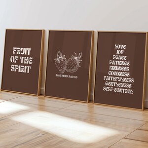 Fruit of the Spirit Art Print Christian Art Galatians Bible Verse Wall Art Trendy Bible Print Retro Scripture Poster God Art Fruit Wall Art