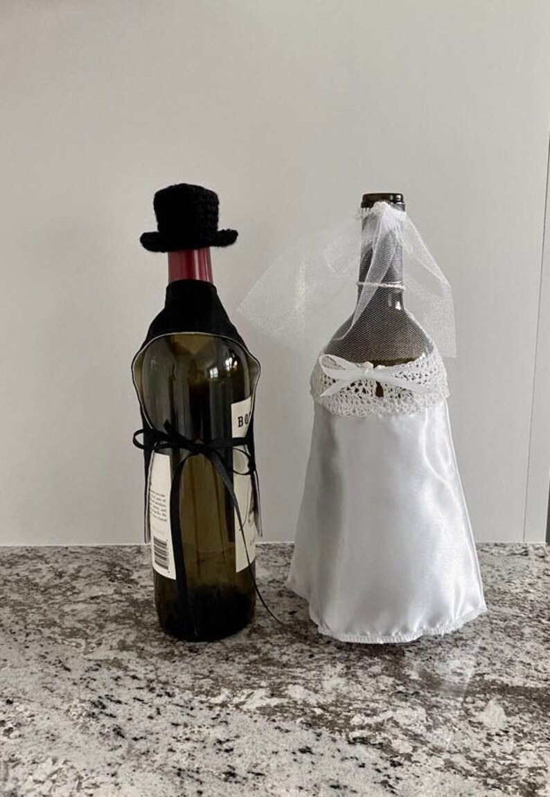 Bride And Groom Wine Bottle Covers Wedding Couple Wine