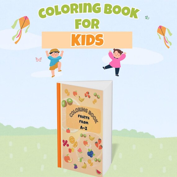 Alphabet Coloring Book, Preschool Digital Download, ABC Designs For Kids, Baby Shower Game Activity, Fruits from A-Z, Fine Motor Skills
