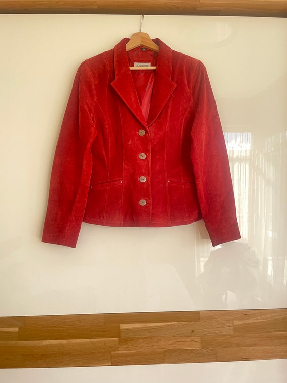 Vintage JOFAMA Malung Sweden red leather jacket. S