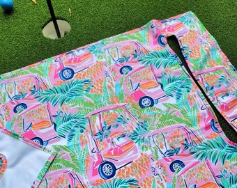 Golfcart seat cover in Rollin in my Pink Caddy golf cart seat blanket with or without terry cloth back reversible seat cover golf accessory
