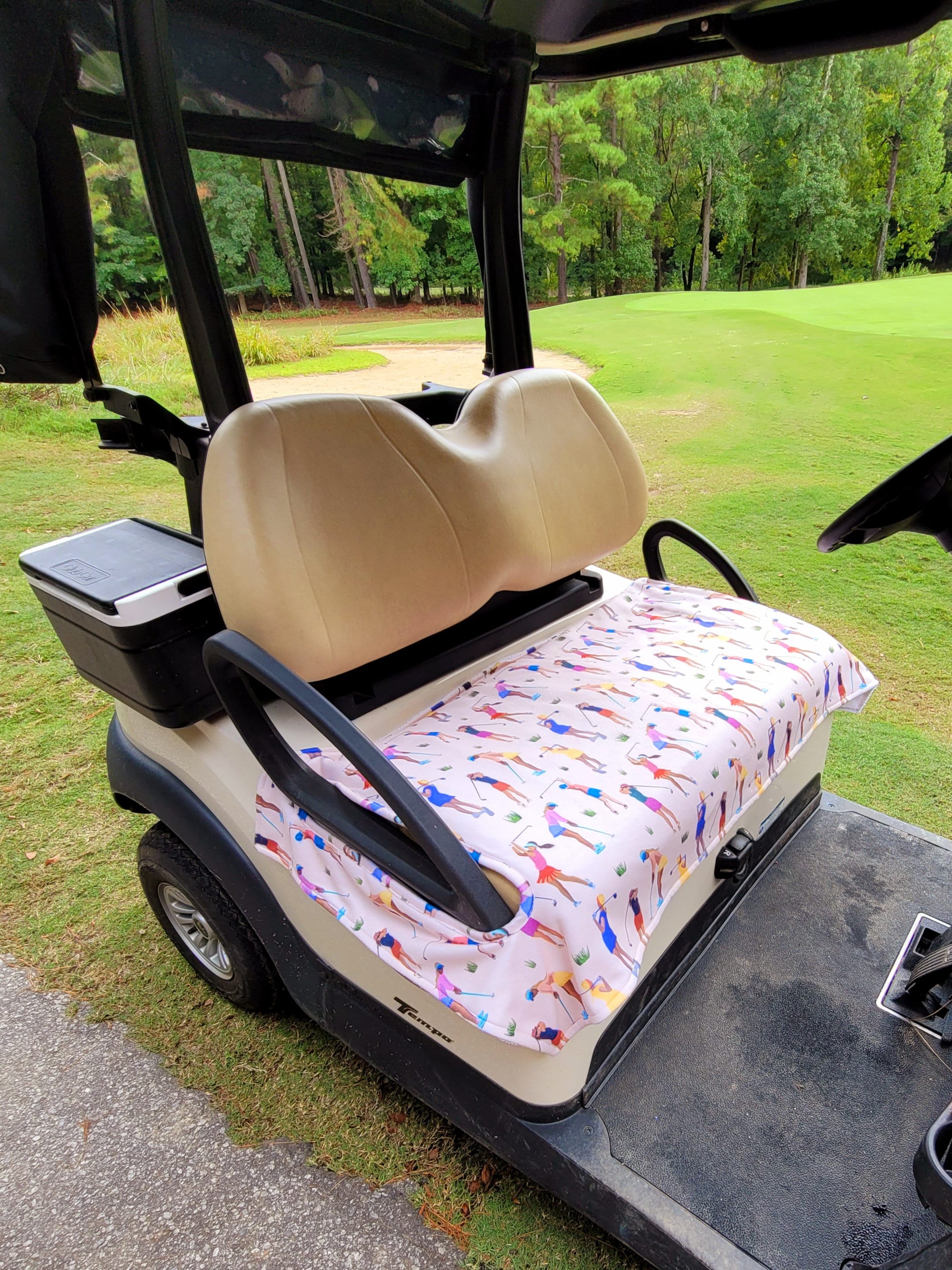 Golf Cart Seat Cover in the Boujee Birdie Ladies in Pink Golf Cart Seat