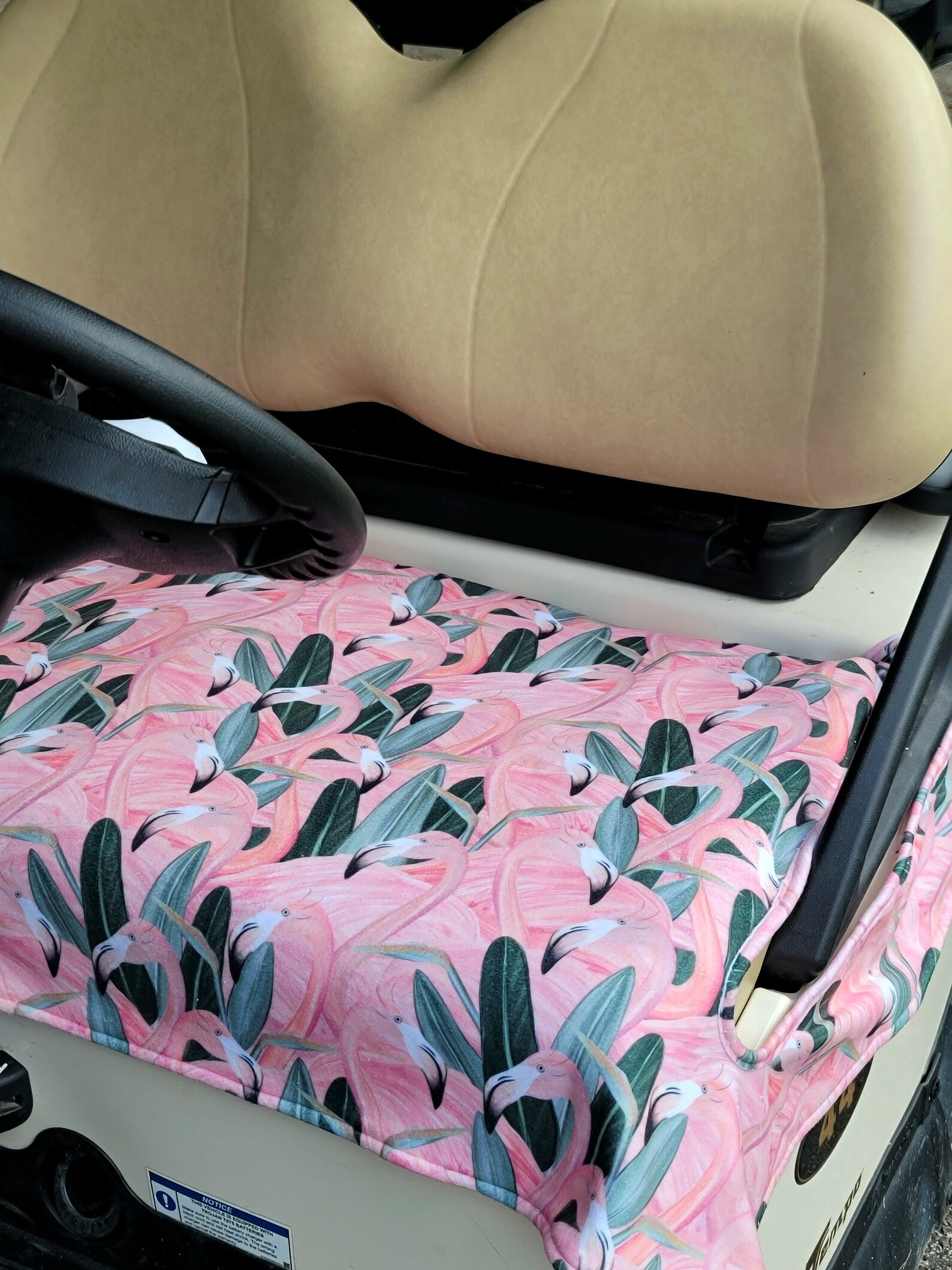 Golf Cart Seat Cover Pink Flamingos Fleece Golf Cart Seat Blanket With