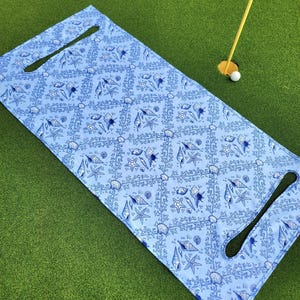 Golf cart seat cover in Shell me about it fleece golf blanket with or without terry cloth back reversible golf cart seat cover golf gift