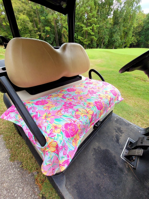 Floral Golf Cart Seat Cover: Pink, Yellow, Green Fleece