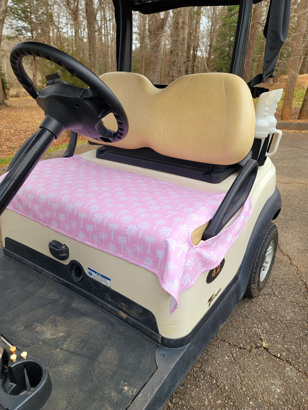 Golf Cart Seat Cover in Palm Beach Pink Fleece Golfcart Seat Blanket