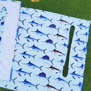Golf cart seat cover in catch of the day fleece golf cart seat blanket with or without terry cloth back reversible seat cover