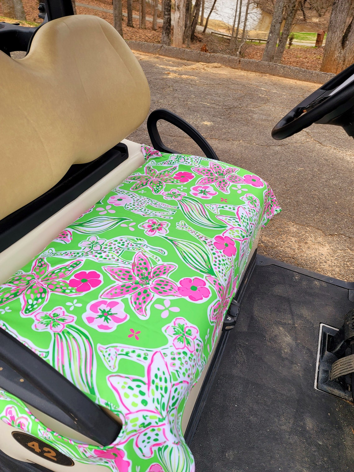 Golf Cart Seat Cover in Spotted on the Green Golf Cart Seat Blanket