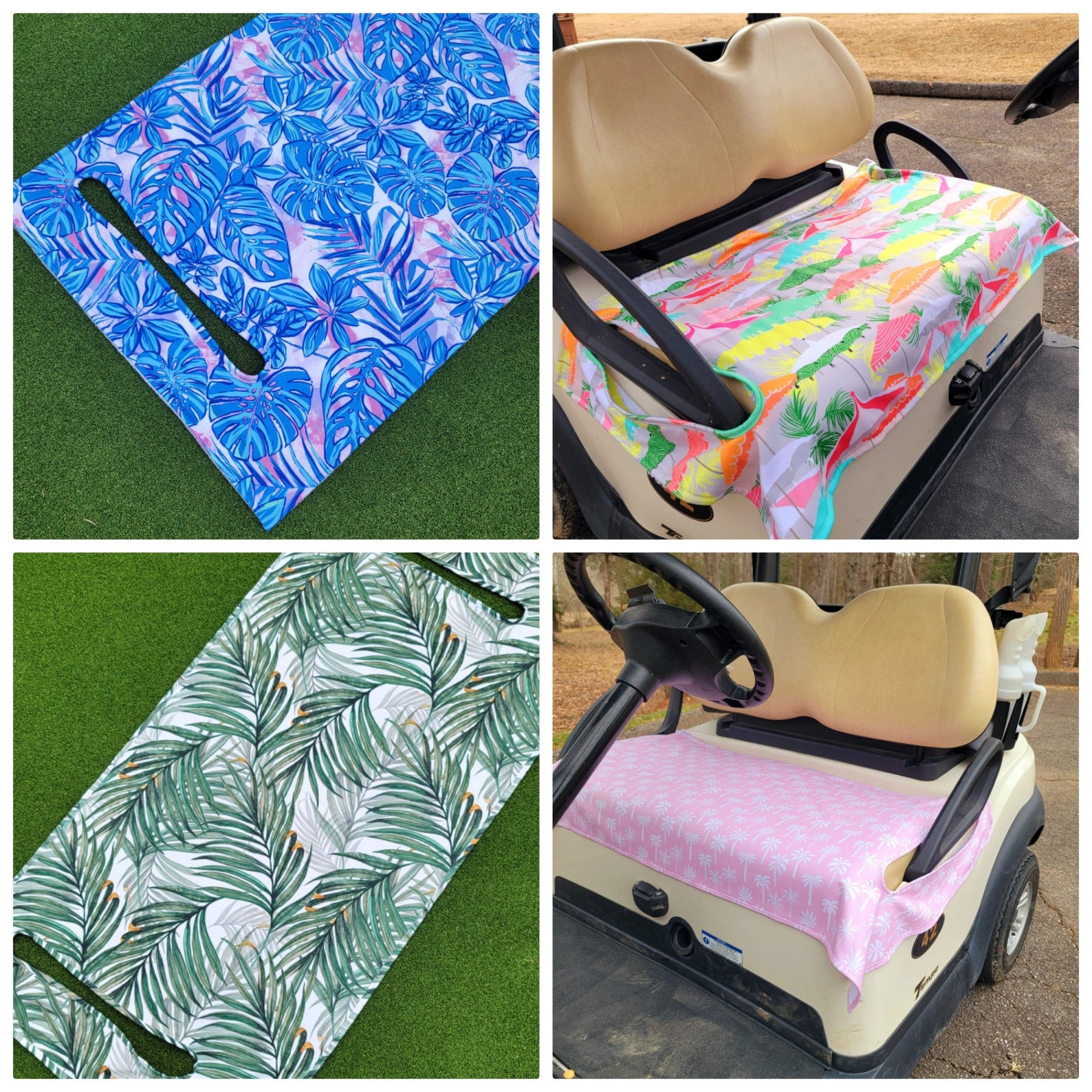 Golf Cart Seat Cover in Palm Beach Pink Fleece Golfcart Seat Blanket