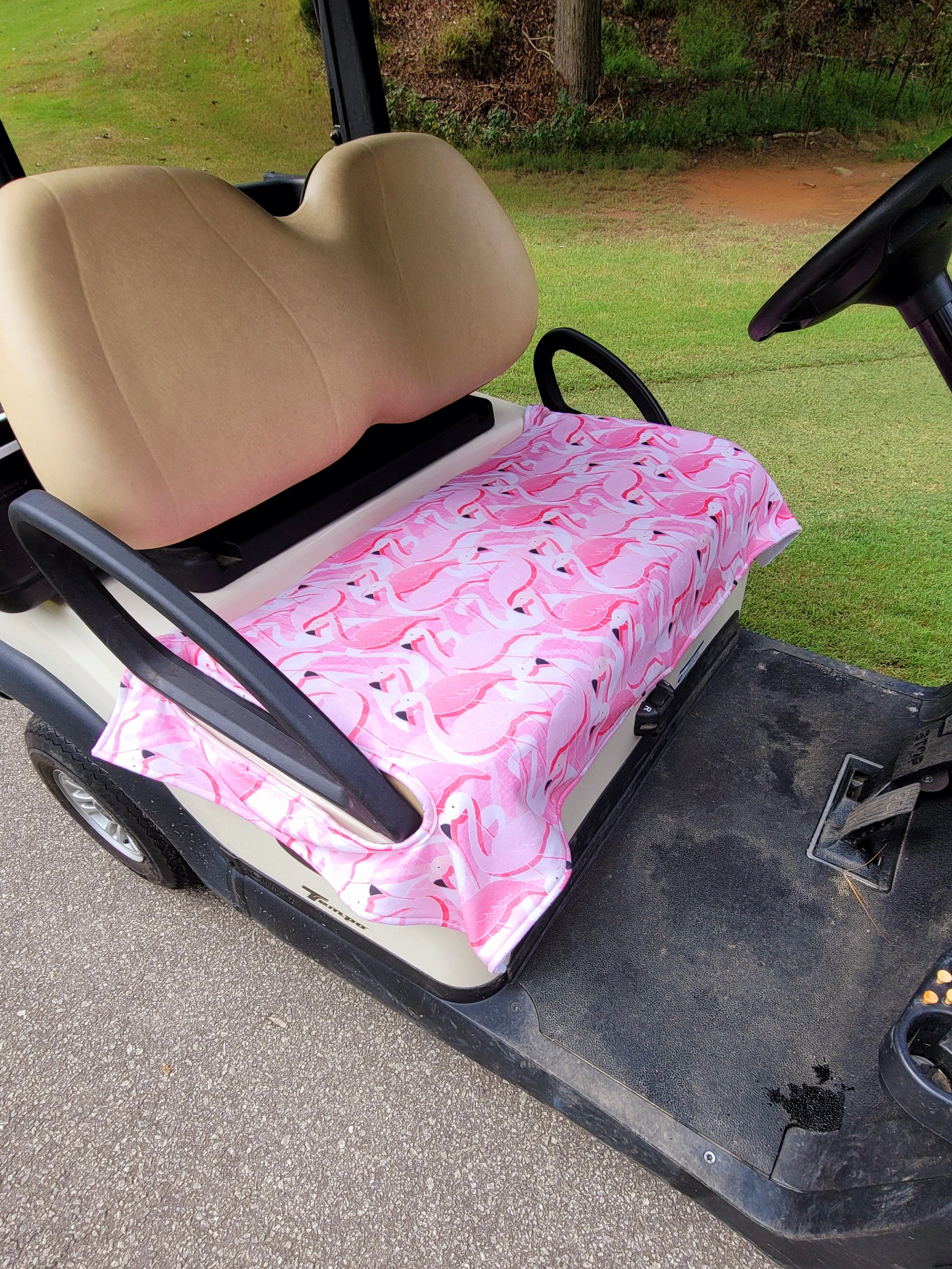 Golf Cart Seat Cover Pink Flamingos Fleece Golf Cart Seat Blanket With
